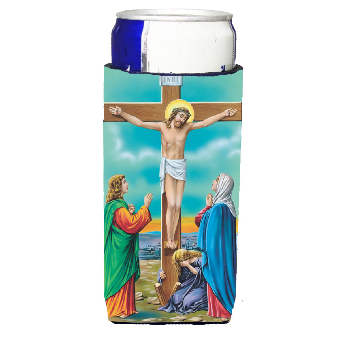 Caroline'S Treasures Aph1307Muk Jesus On The Cross Crucifixion Michelob Koozies For Slim Cans, Multicolor