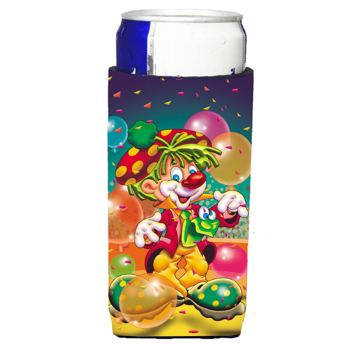 Caroline'S Treasures Aph1662Muk Happy Birthday Clown Michelob Ultra Koozies For Slim Cans, Multicolor