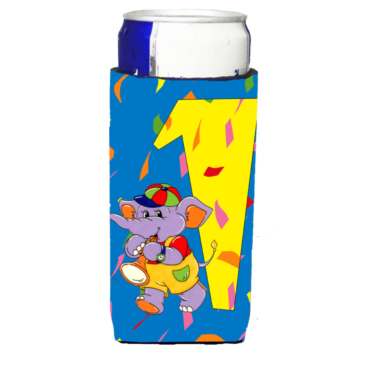 Caroline'S Treasures Aph2161Muk Happy 1St Birthday Age 1 Michelob Ultra Koozies For Slim Cans, Multicolor