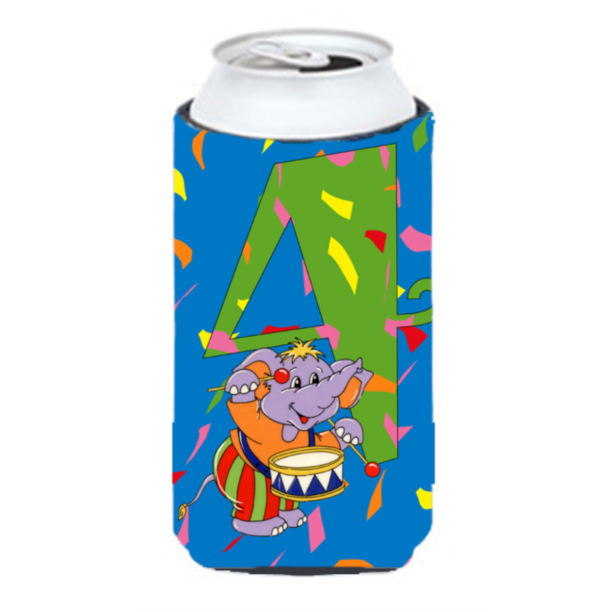 Caroline'S Treasures Aph2162Tbc Happy 4Th Birthday Age 4 Tall Boy Koozie Hugger, Multicolor