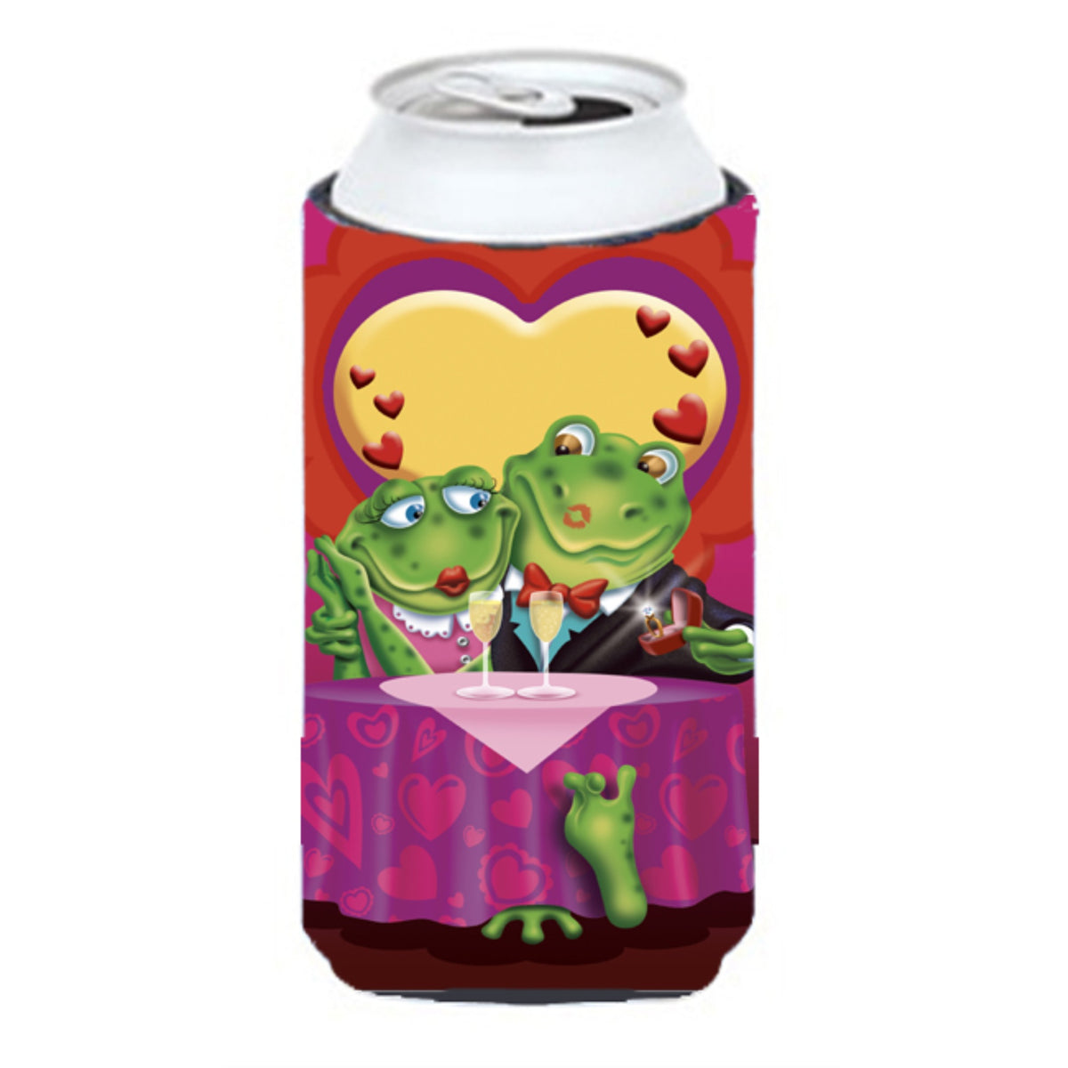 Caroline'S Treasures Aph2477Tbc Frog Valentine'S Day Date Tall Boy Koozie Hugger, Multicolor