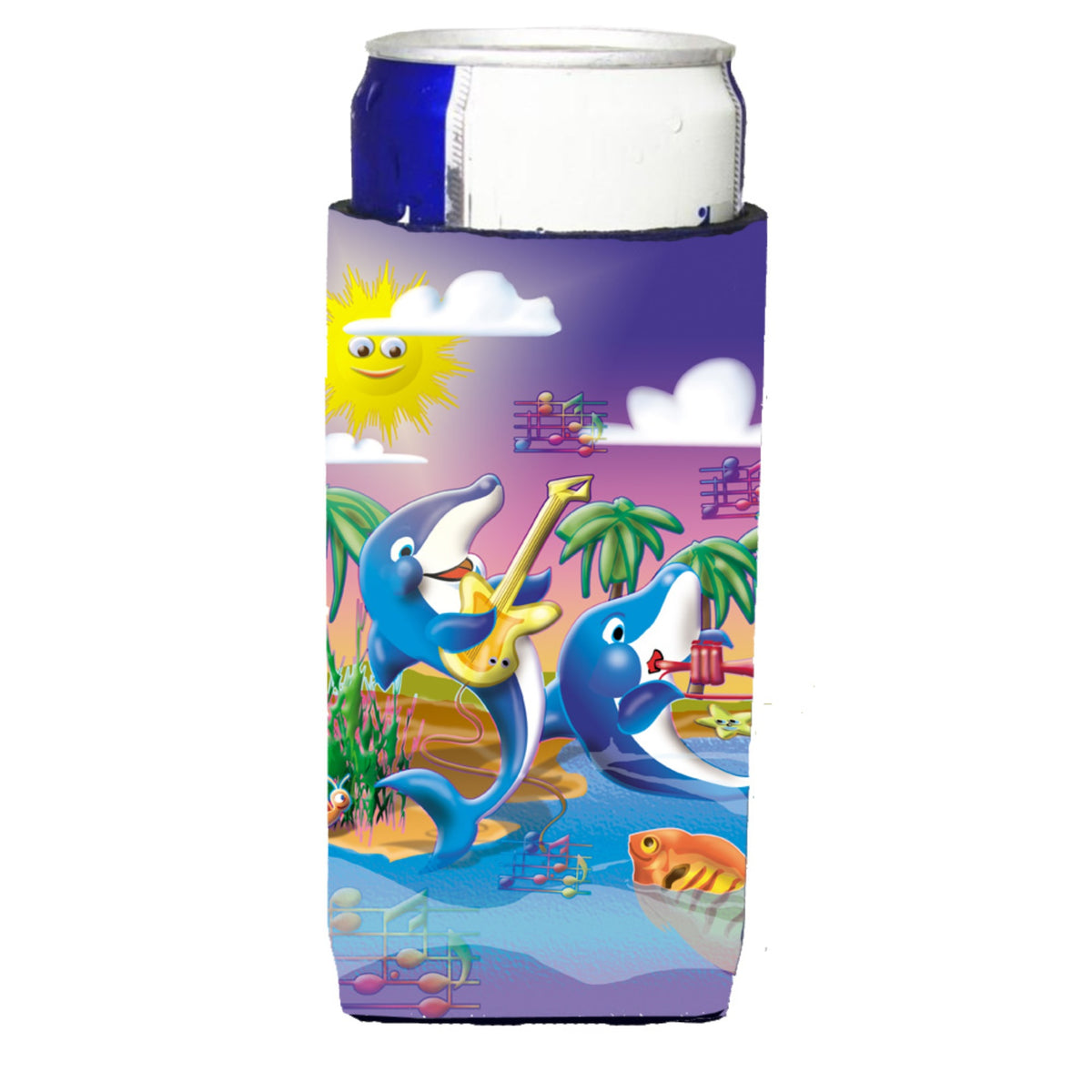 Caroline'S Treasures Aph2485Muk Dolphin'S Playing Music Michelob Ultra Koozies For Slim Cans, Multicolor