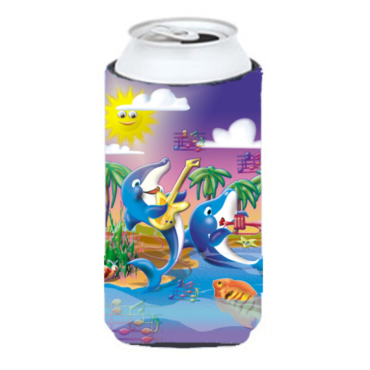 Caroline'S Treasures Aph2485Tbc Dolphin'S Playing Music Tall Boy Koozie Hugger, Multicolor
