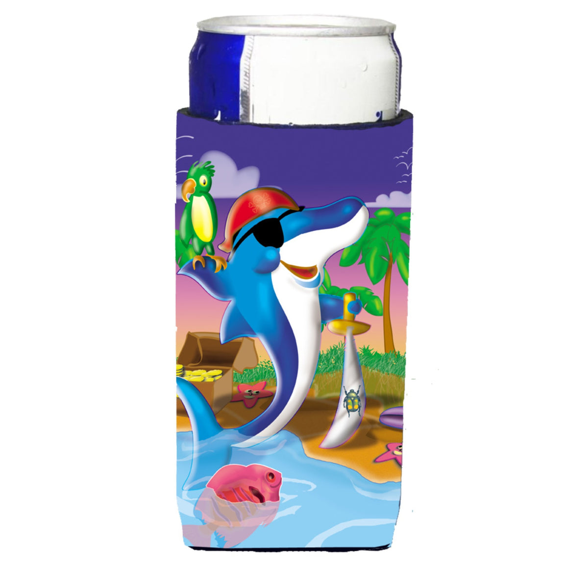 Caroline'S Treasures Aph2486Muk Dolphin Pirate Michelob Ultra Koozies For Slim Cans, Multicolor