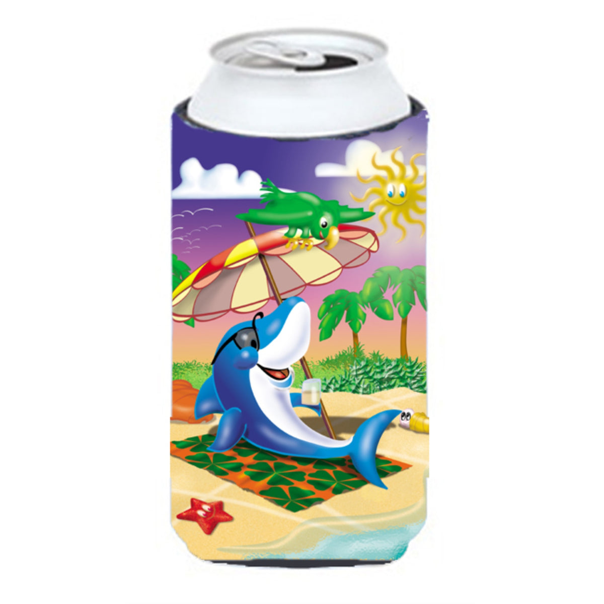 Caroline'S Treasures Aph2488Tbc Dolphin Sunning On The Beach Tall Boy Koozie Hugger, Multicolor