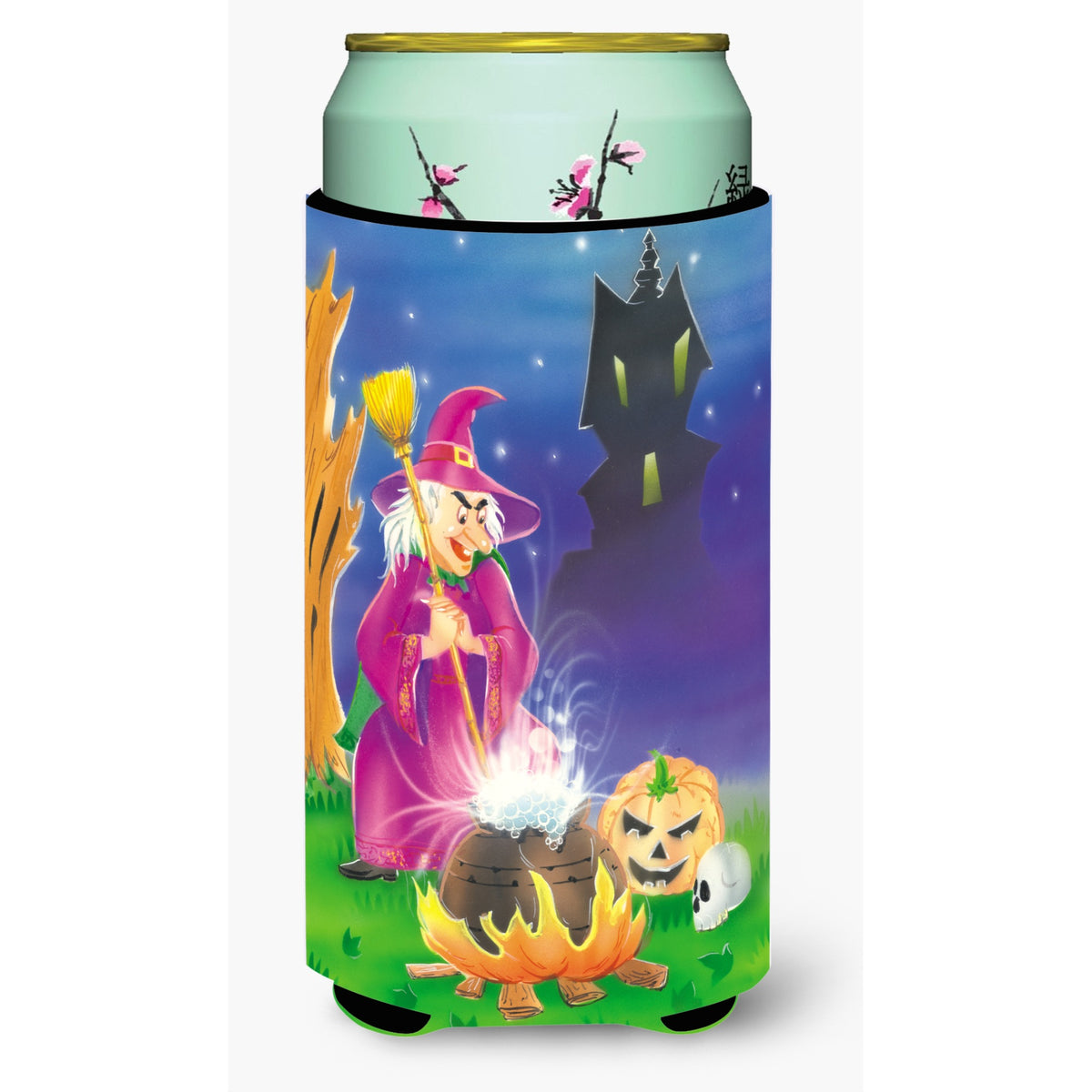 Caroline'S Treasures Witch And Her Castle Tall Boy Koozie Hugger, Multicolor