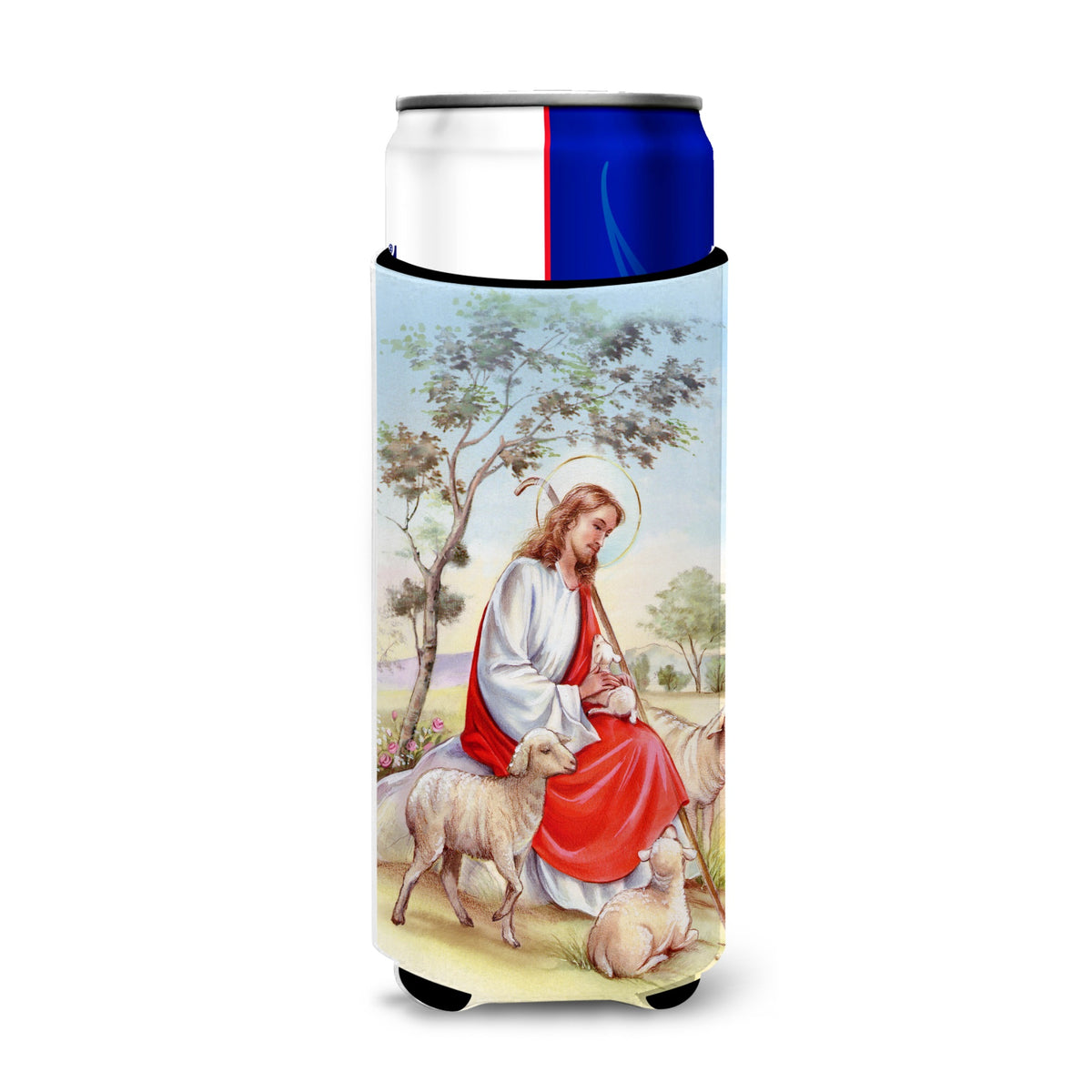 Caroline'S Treasures Jesus Holding Lamb Michelob Ultra Hugger For Slim Cans, Multicolor