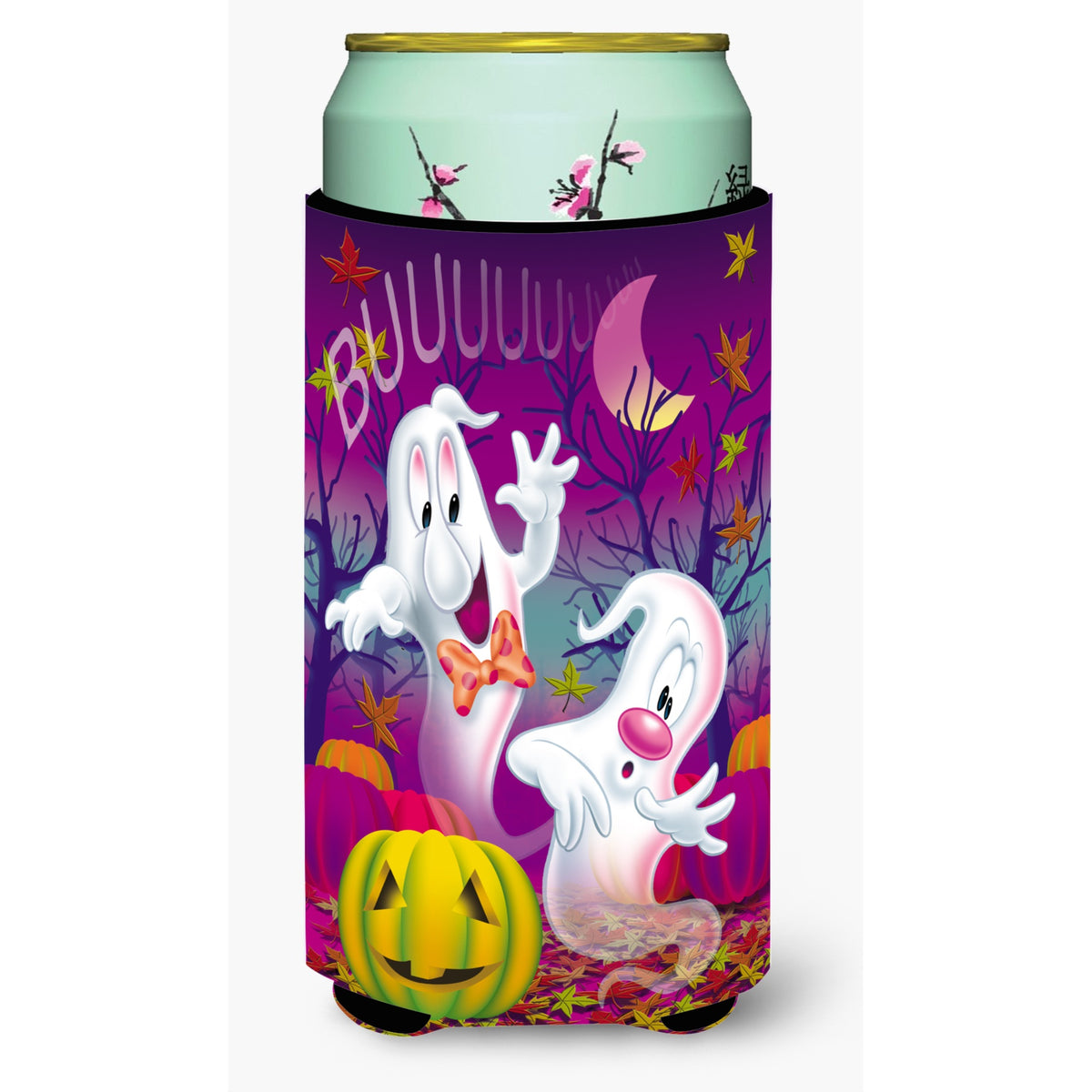 Caroline'S Treasures Buuu Ghosts Halloween Tall Boy Koozie Hugger, Multicolor