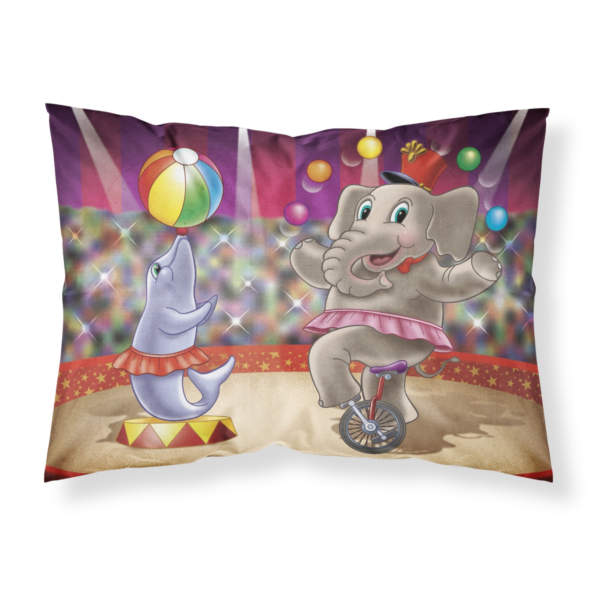 Caroline'S Treasures Circus Elephand And Dolphin Fabric Standard Pillowcase Aph3816Pillowcase, Multicolor