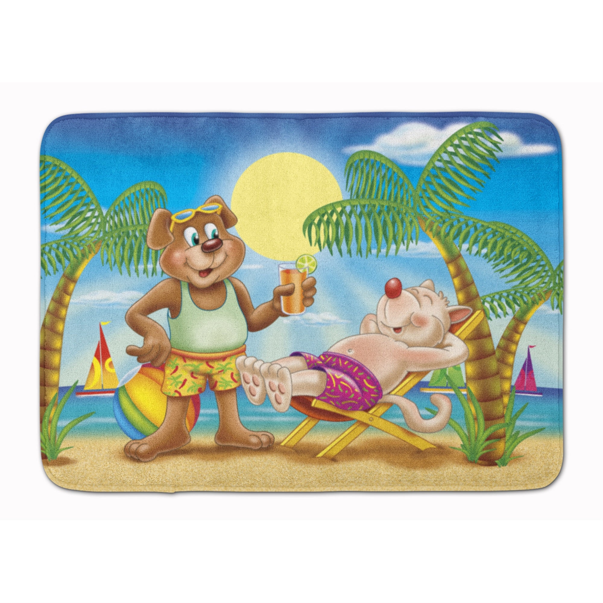 Caroline'S Treasures Bears Relaxing At The Beach Floor Mat, 19 X 27, Multicolor