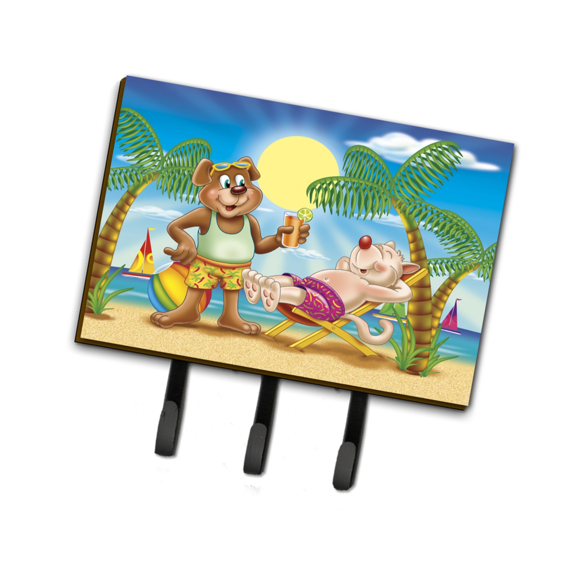 Caroline'S Treasures Bears Relaxing At The Beach Leash Or Key Holder Aph3817Th68, Triple, Multicolor