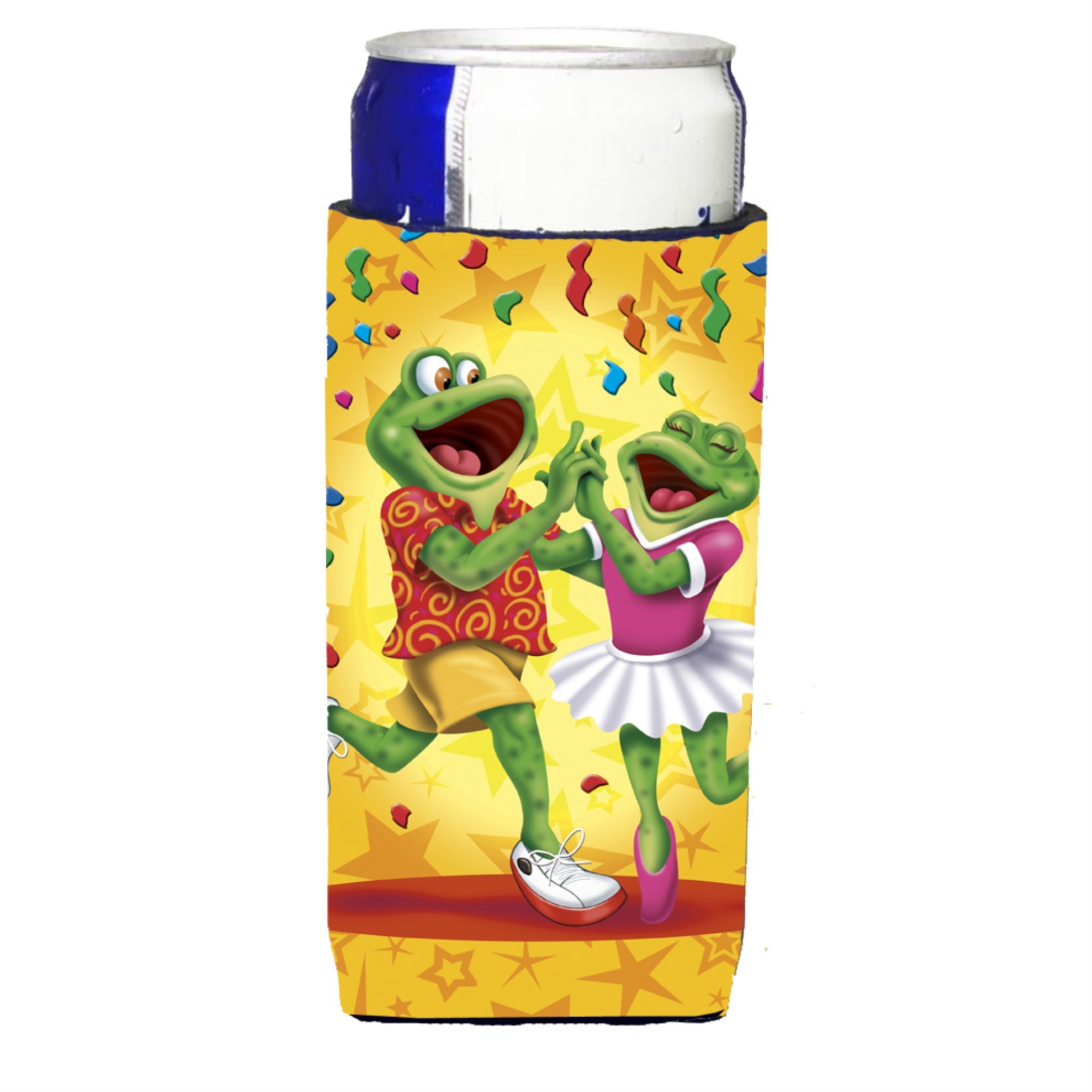 Caroline'S Treasures Aph3874Muk Frog Swing Dancing Michelob Ultra Koozies For Slim Cans, Multicolor