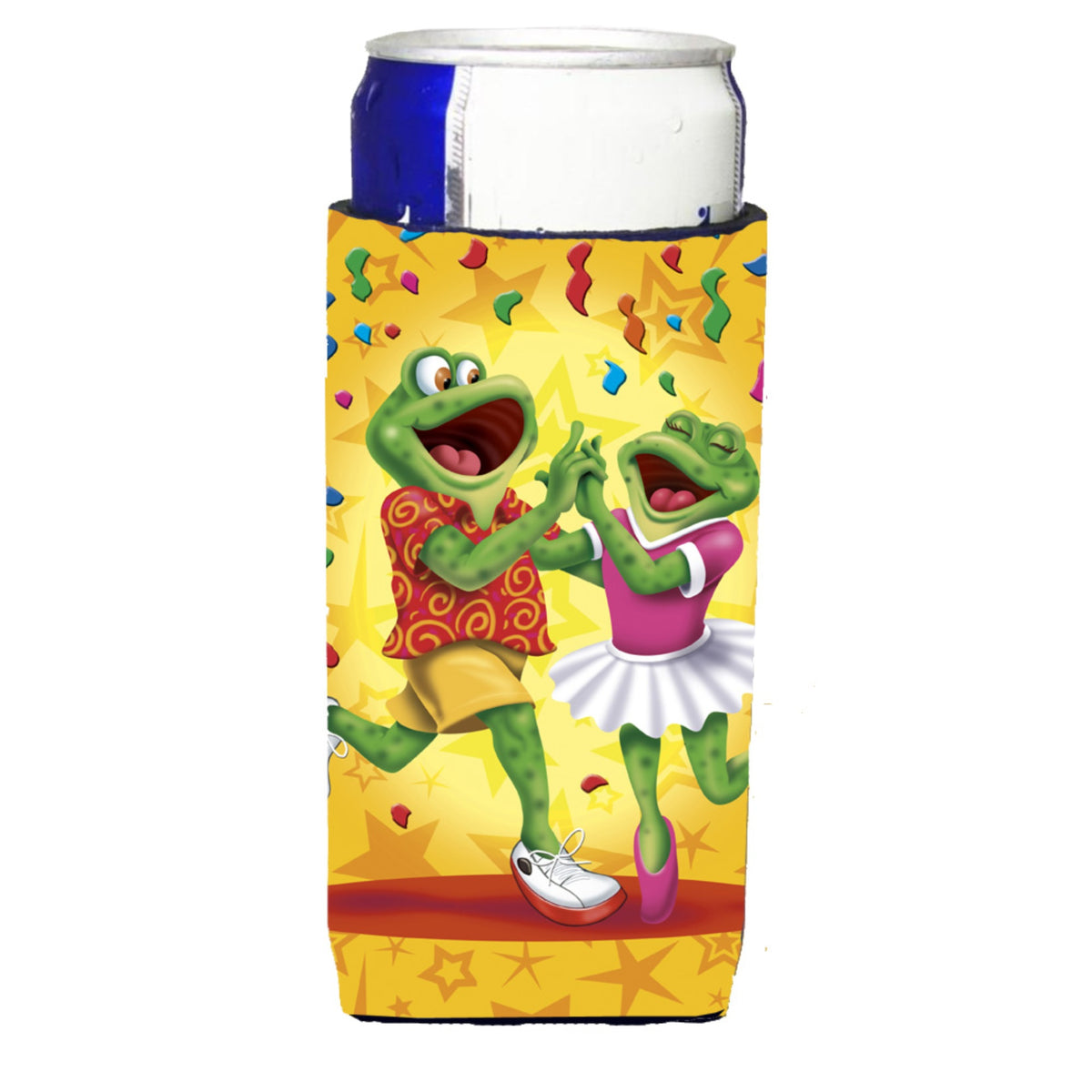 Caroline'S Treasures Aph3874Muk Frog Swing Dancing Michelob Ultra Koozies For Slim Cans, Multicolor
