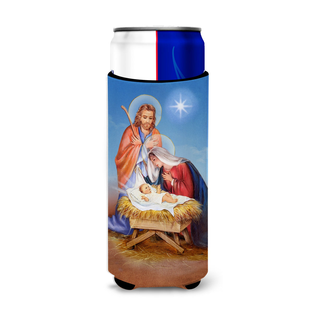 Caroline'S Treasures Christmas Nativity Michelob Ultra Koozies For Slim Cans, Multicolor