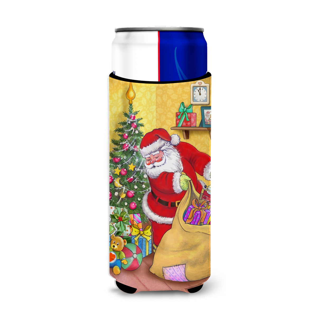 Caroline'S Treasures Christmas Santa And His Toys Michelob Ultra Koozies For Slim Cans, Multicolor