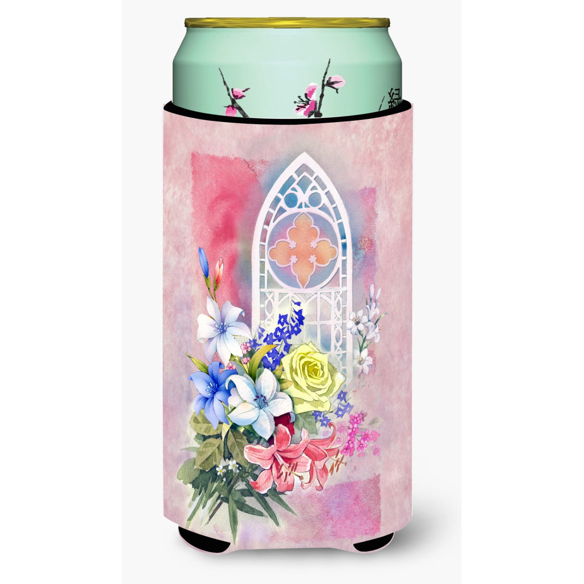 Caroline'S Treasures Church Window & Flowers Tall Boy Beverage Insulator Hugger, Multicolor
