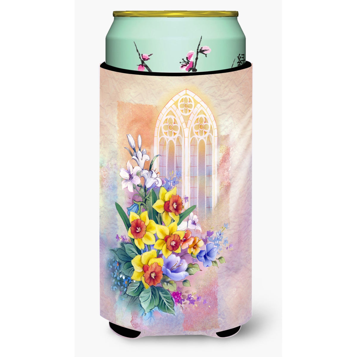 Caroline'S Treasures Church Window & Daffodils Tall Boy Beverage Insulator Hugger, Multicolor