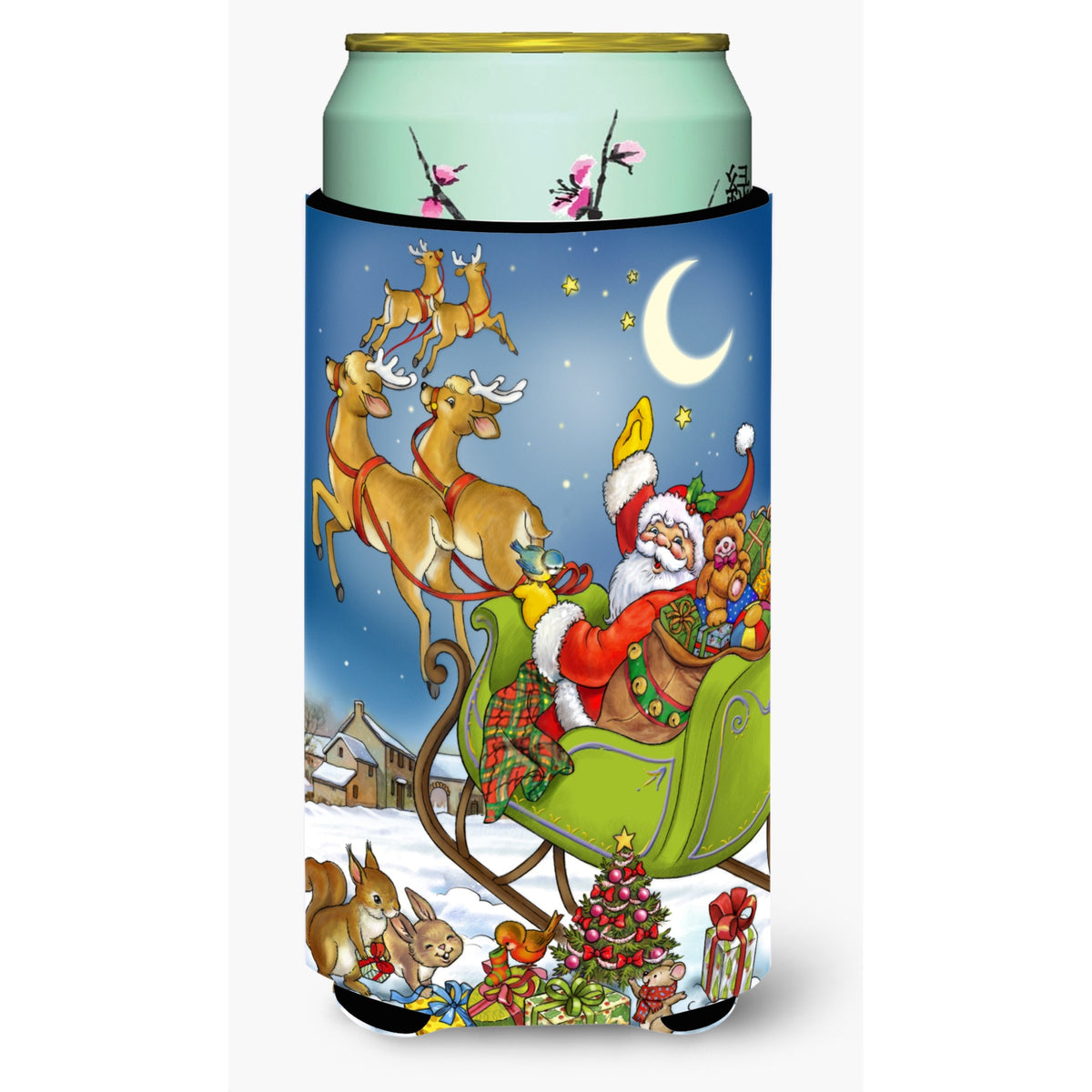 Caroline'S Treasures Christmas Santa Taking Off Tall Boy Koozie Hugger, Multicolor
