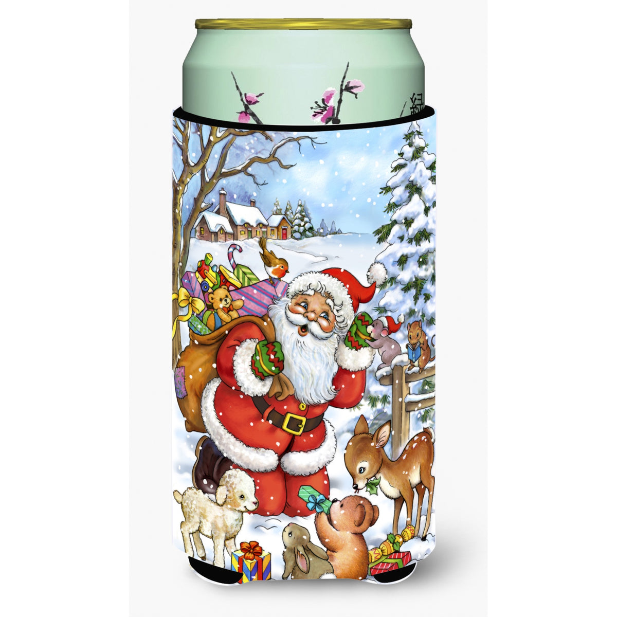 Caroline'S Treasures Christmas Santa Forest Friends Tall Boy Koozie Hugger, Multicolor
