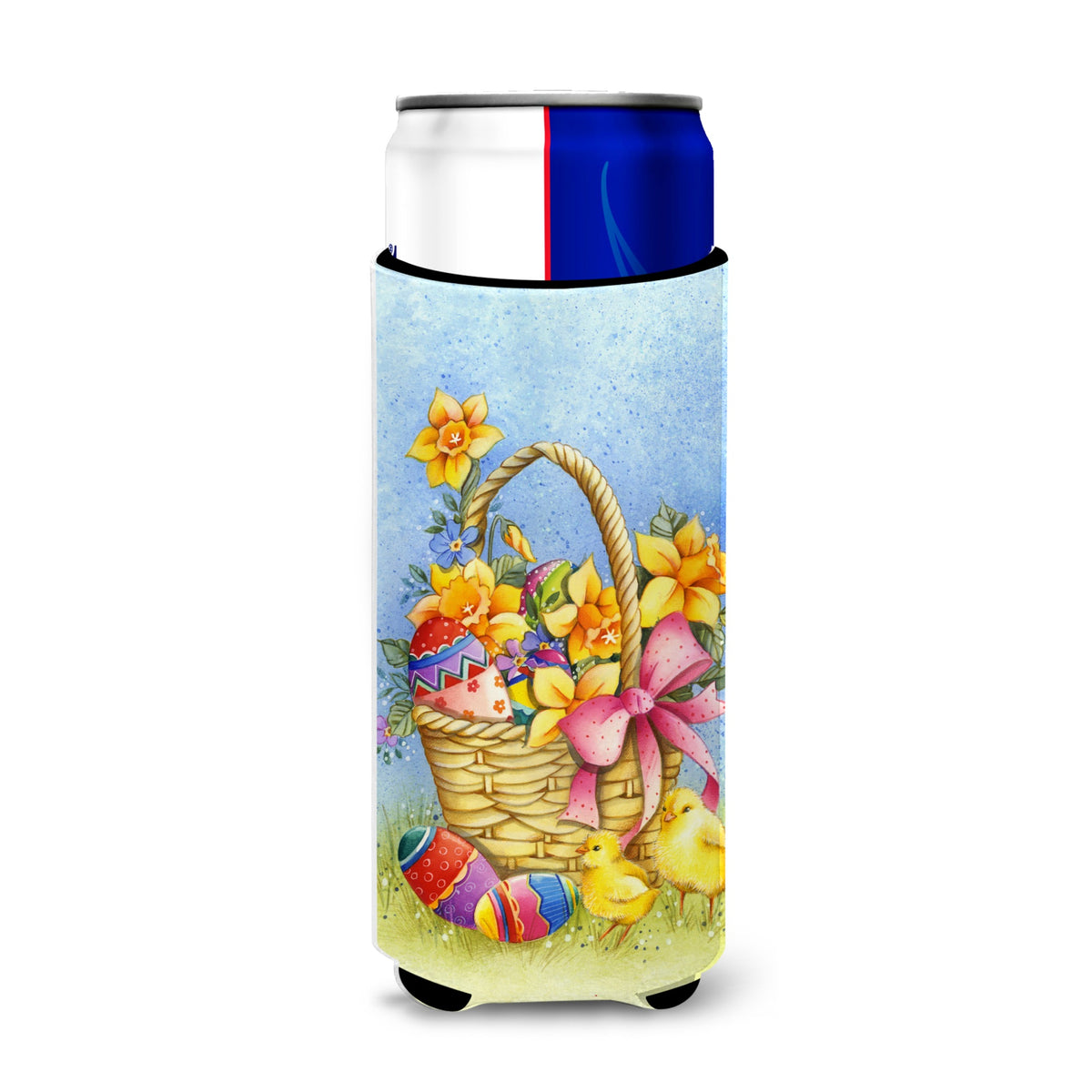 Caroline'S Treasures Easter Basket With Flowers Michelob Ultra Hugger For Slim Cans, Multicolor
