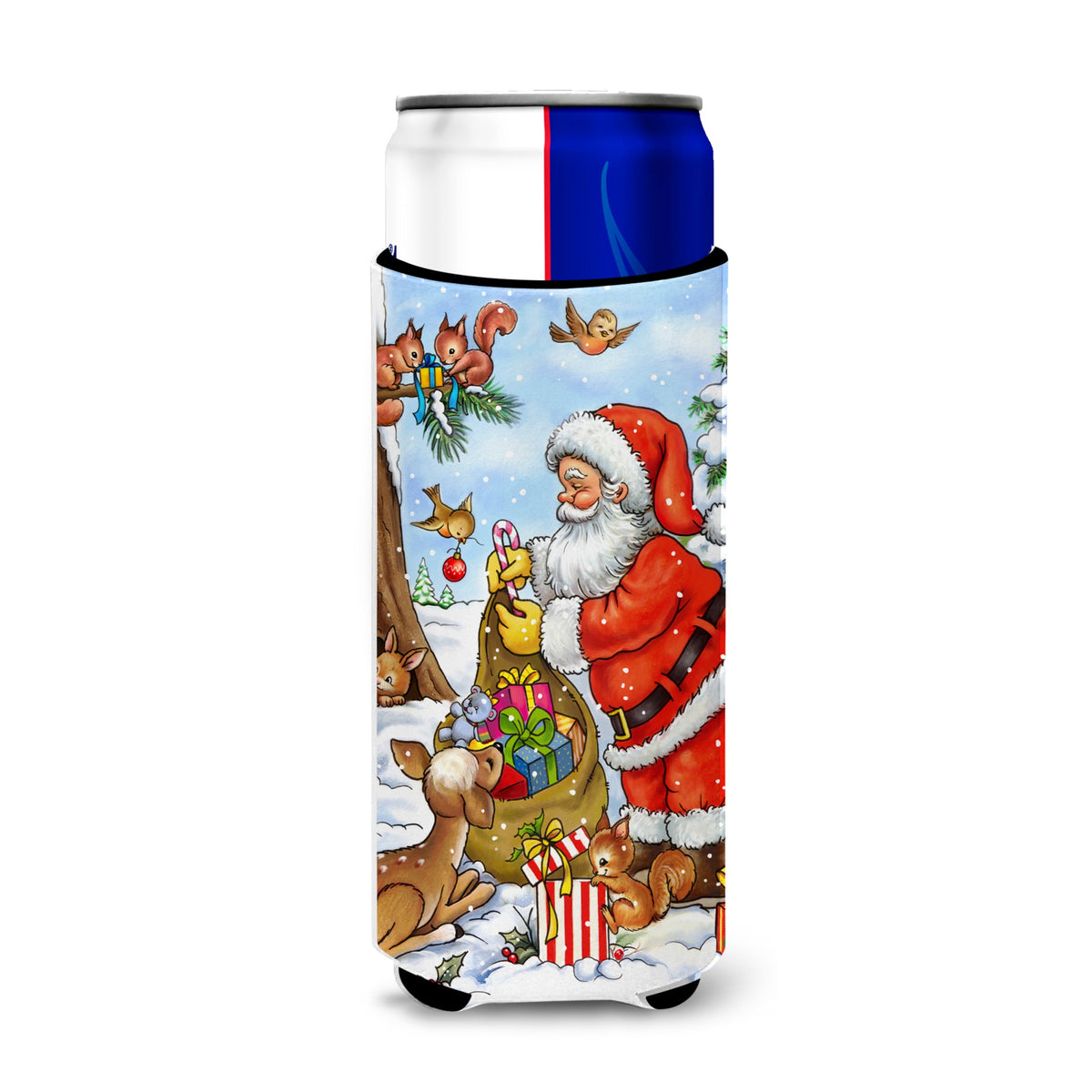 Caroline'S Treasures Christmas Santa Claus Handing Out Presents Michelob Ultra Koozies For Slim Cans, Multicolor