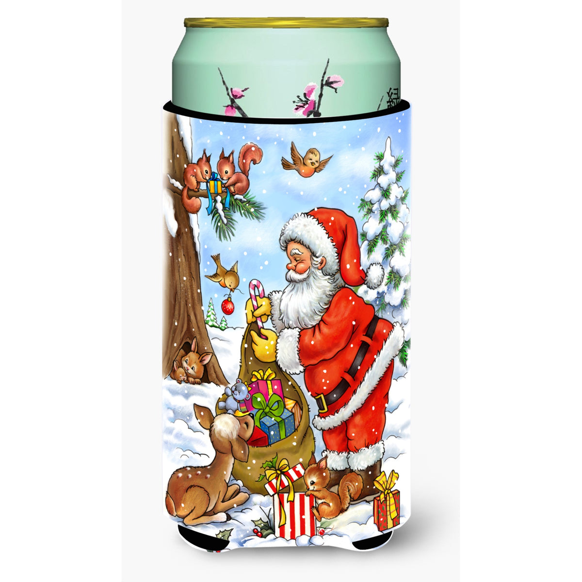 Caroline'S Treasures Christmas Santa Claus Handing Out Presents Tall Boy Koozie Hugger, Multicolor