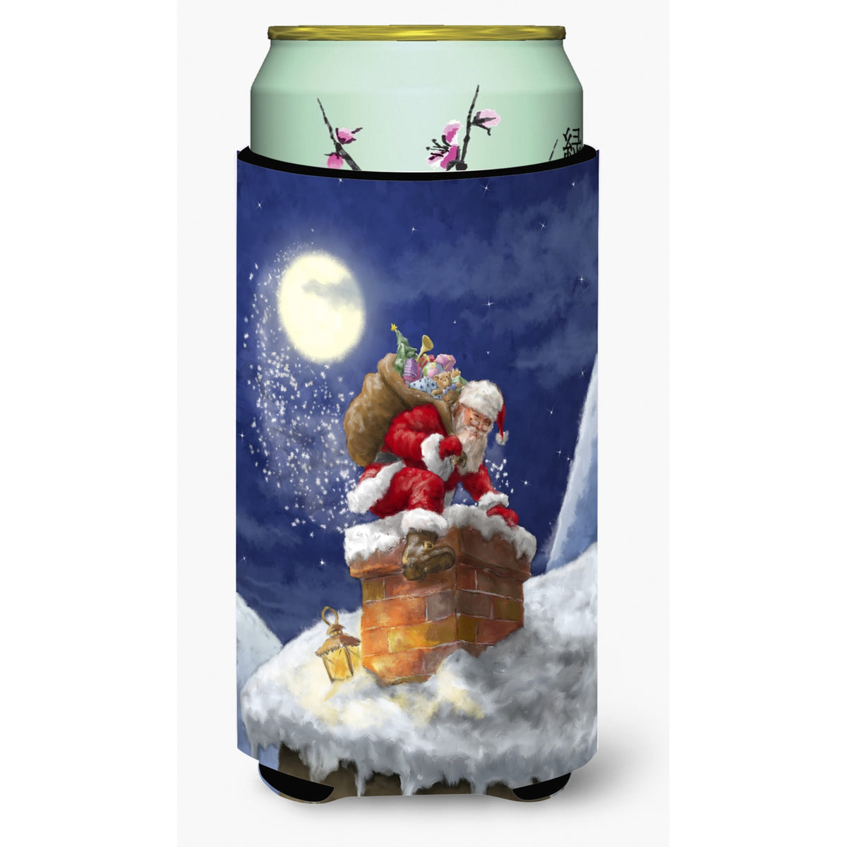 Caroline'S Treasures Christmas Santa Claus In The Chimney Tall Boy Koozie Hugger, Multicolor