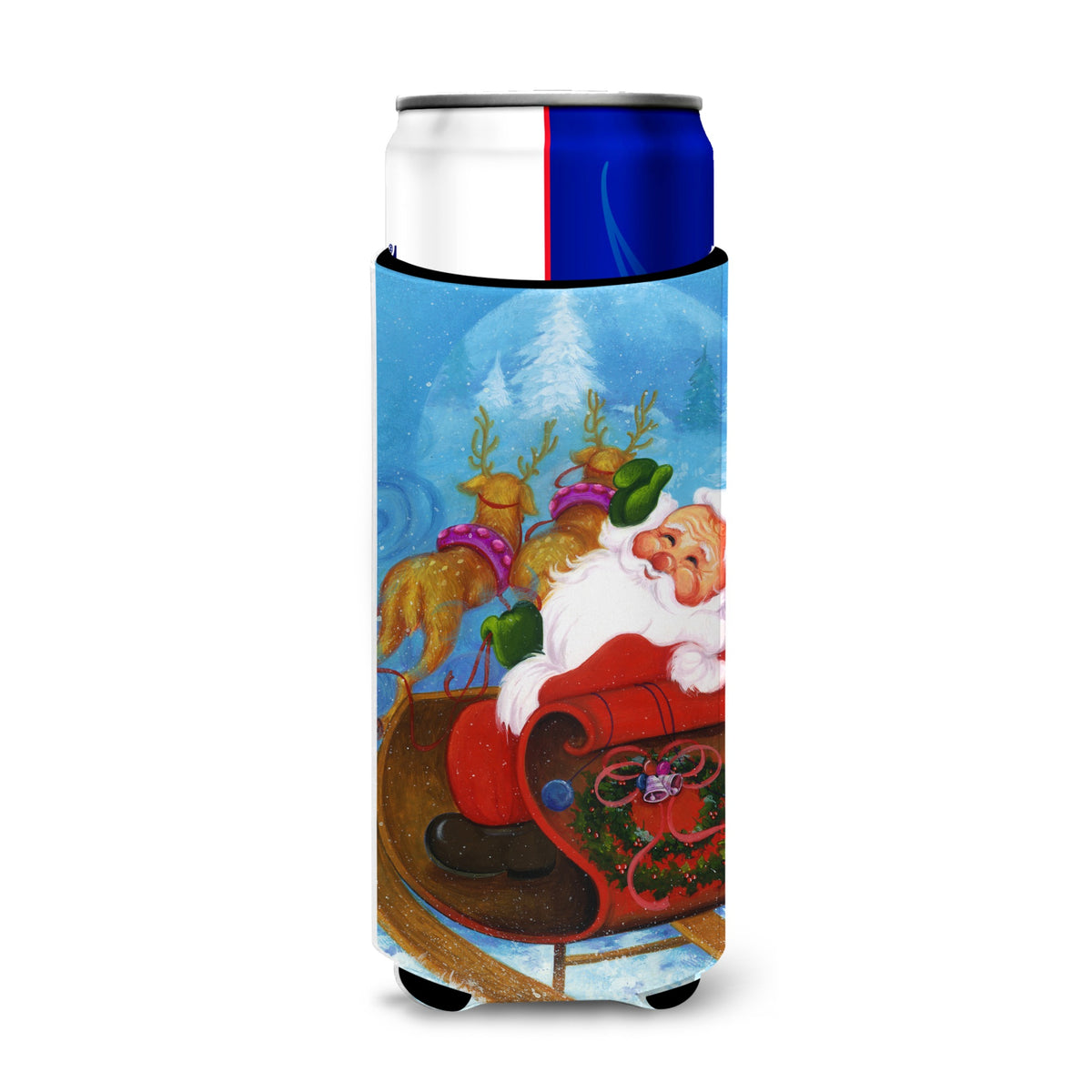 Caroline'S Treasures Christmas Santa Claus Good Night Michelob Ultra Koozies For Slim Cans, Multicolor