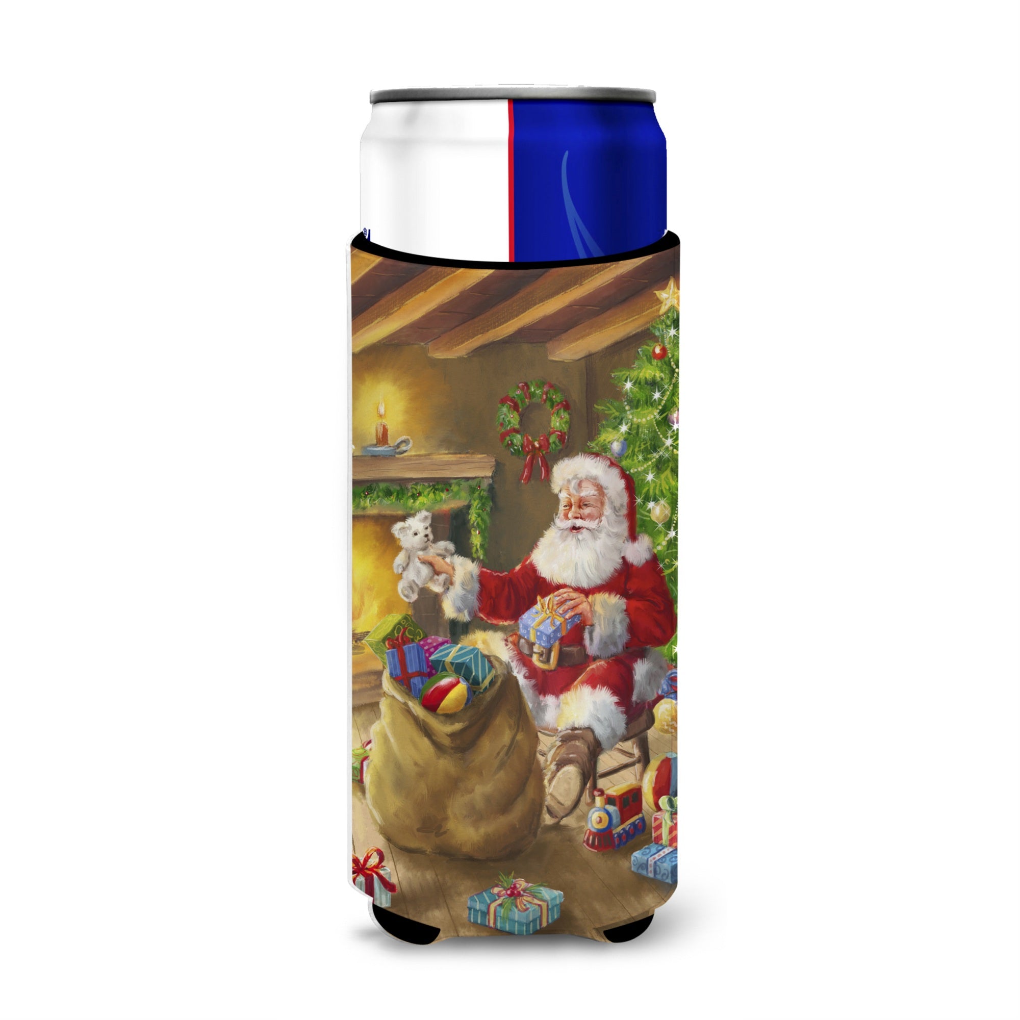 Caroline'S Treasures Christmas Santa Claus Unloading Toys Michelob Ultra Koozies For Slim Cans, Multicolor