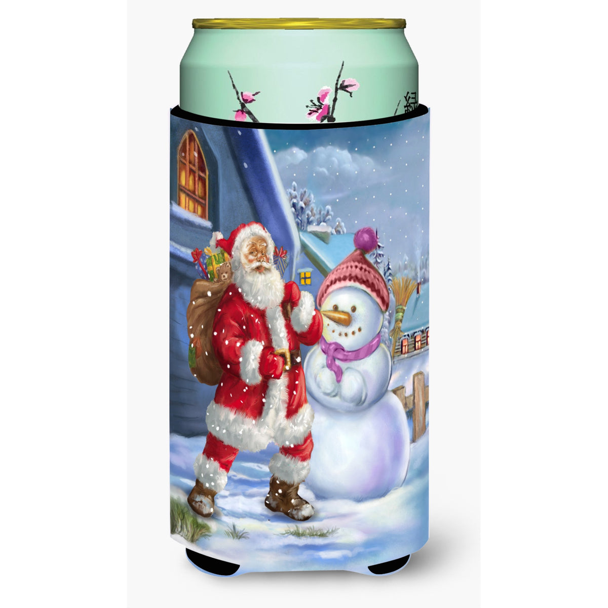 Caroline'S Treasures Christmas Santa Claus And Snowman Tall Boy Koozie Hugger, Multicolor