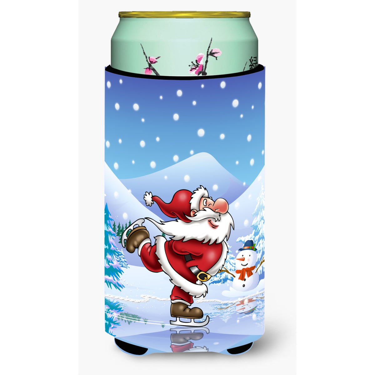 Caroline'S Treasures Christmas Santa Claus Ice Skating Tall Boy Koozie Hugger, Multicolor