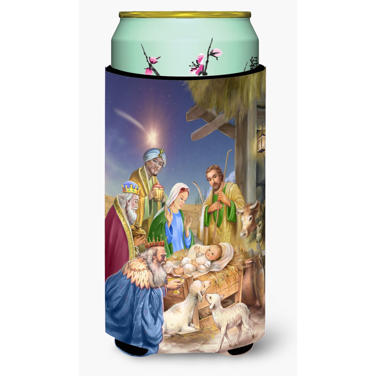 Caroline'S Treasures Christmas Nativity With Wise Men Tall Boy Koozie Hugger, Multicolor
