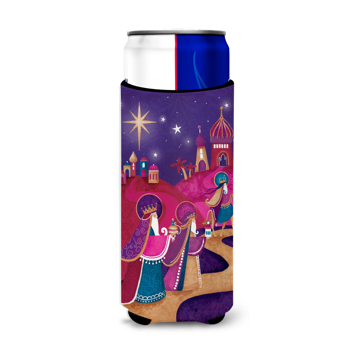 Caroline'S Treasures Christmas Wise Men In Purple Michelob Ultra Koozies For Slim Cans, Multicolor
