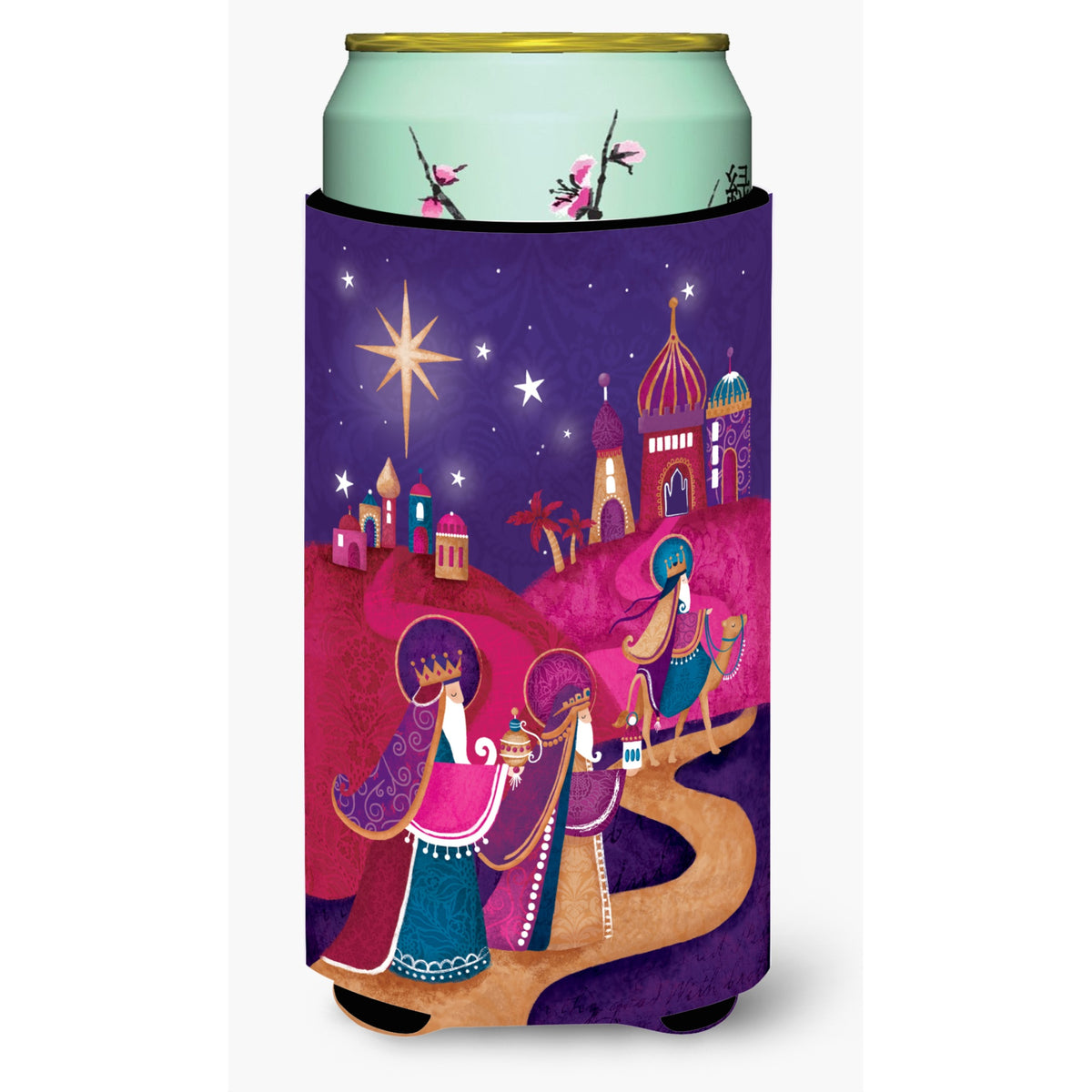 Caroline'S Treasures Christmas Wise Men In Purple Tall Boy Koozie Hugger, Multicolor