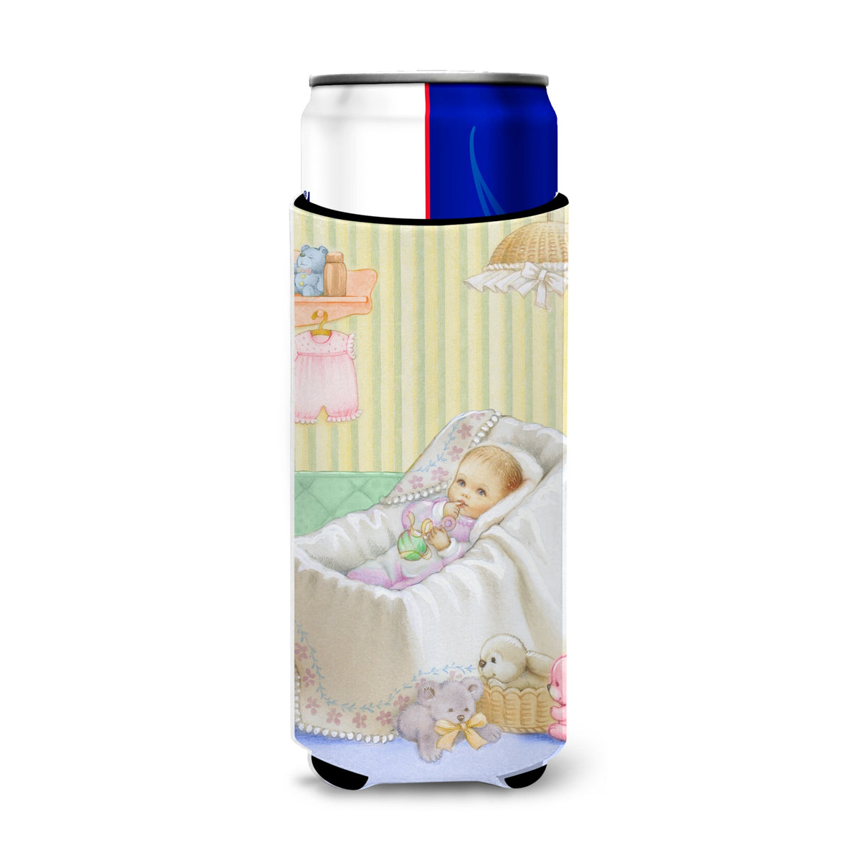 Caroline'S Treasures New Baby In Crib Michelob Ultra Koozies For Slim Cans, Multicolor