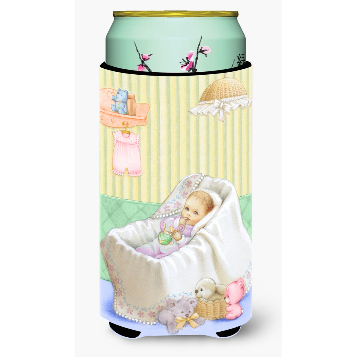 Caroline'S Treasures New Baby In Crib Tall Boy Koozie Hugger, Multicolor
