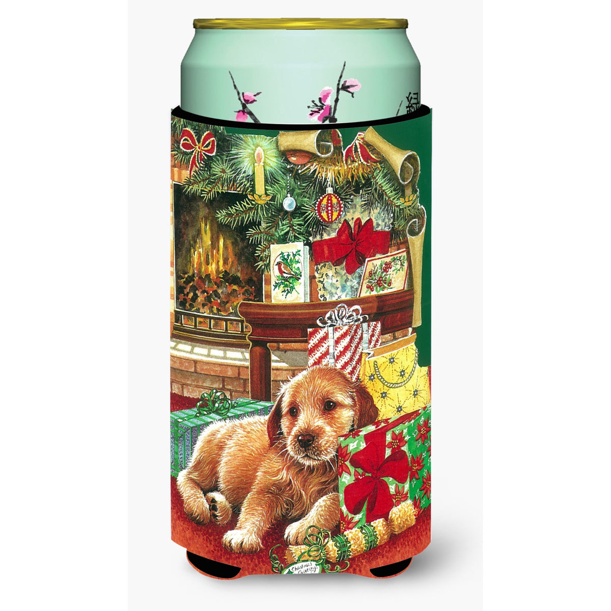Caroline'S Treasures Christmas Puppy Tall Boy Koozie Hugger, Multicolor