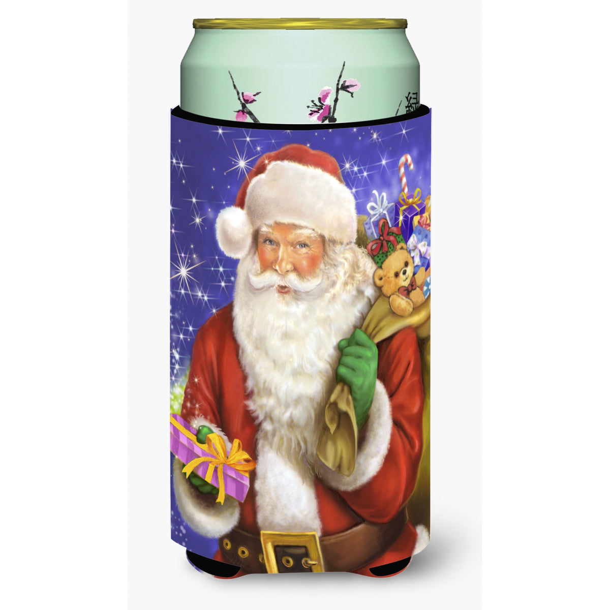 Caroline'S Treasures Christmas Santa Claus Ready To Work Tall Boy Koozie Hugger, Multicolor