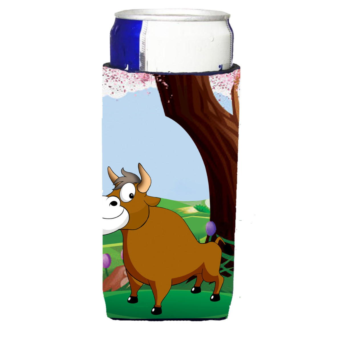 Caroline'S Treasures Aph7628Muk Bull Under The Tree Michelob Ultra Koozies For Slim Cans, Multicolor