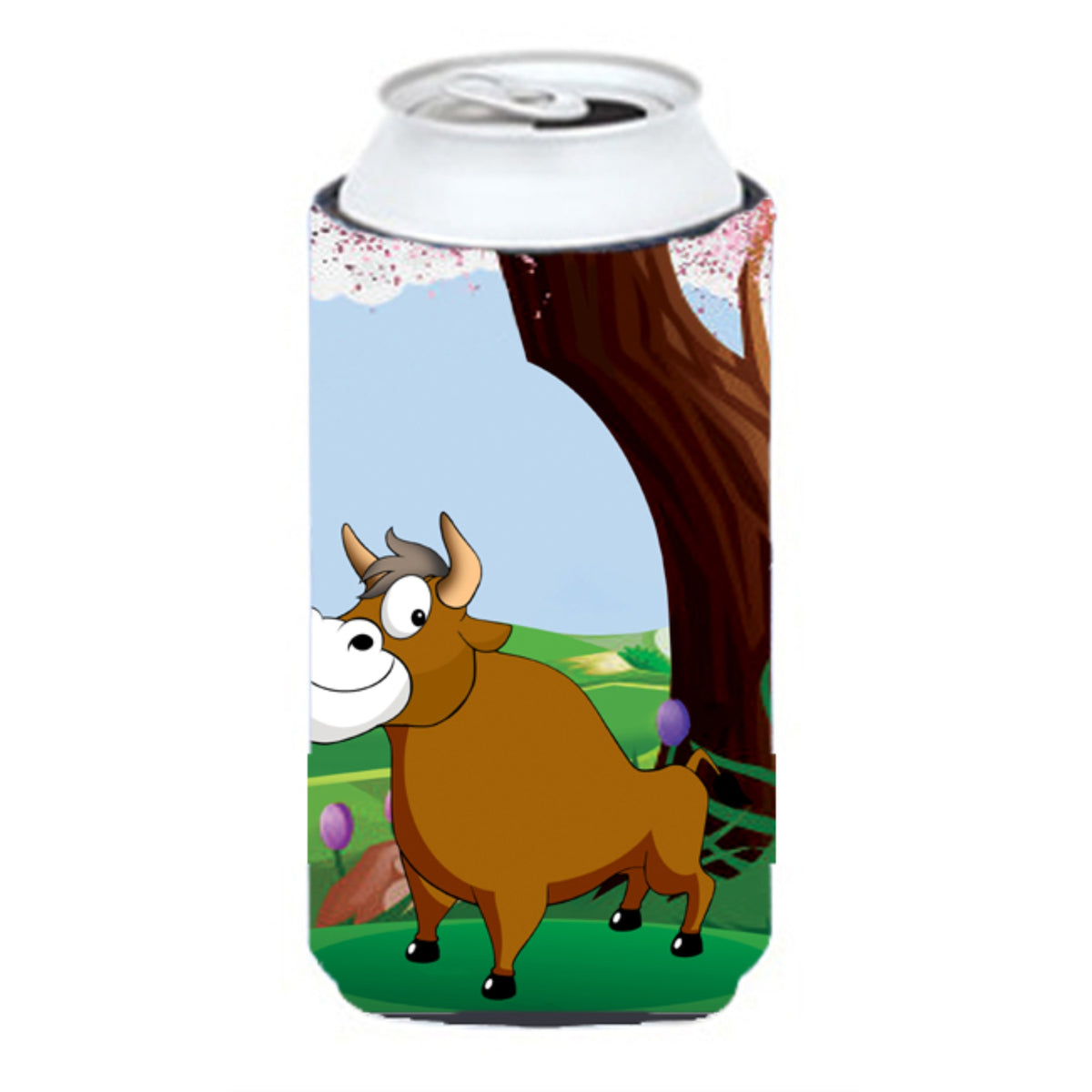 Caroline'S Treasures Aph7628Tbc Bull Under The Tree Tall Boy Koozie Hugger, Multicolor