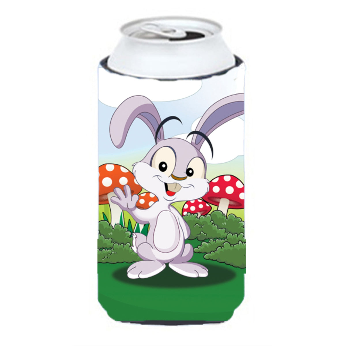 Caroline'S Treasures Aph7632Tbc Bunny Rabbit In Mushrooms Tall Boy Koozie Hugger, Multicolor