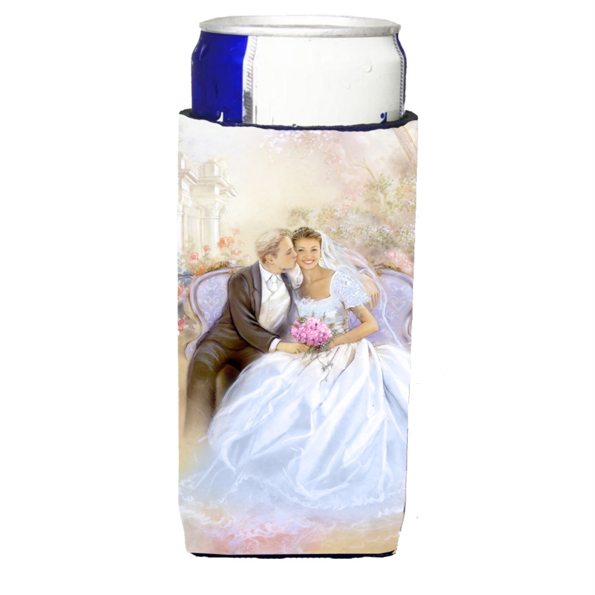 Caroline'S Treasures Aph8292Muk Wedding Couple Kiss Michelob Ultra Koozies For Slim Cans, Multicolor