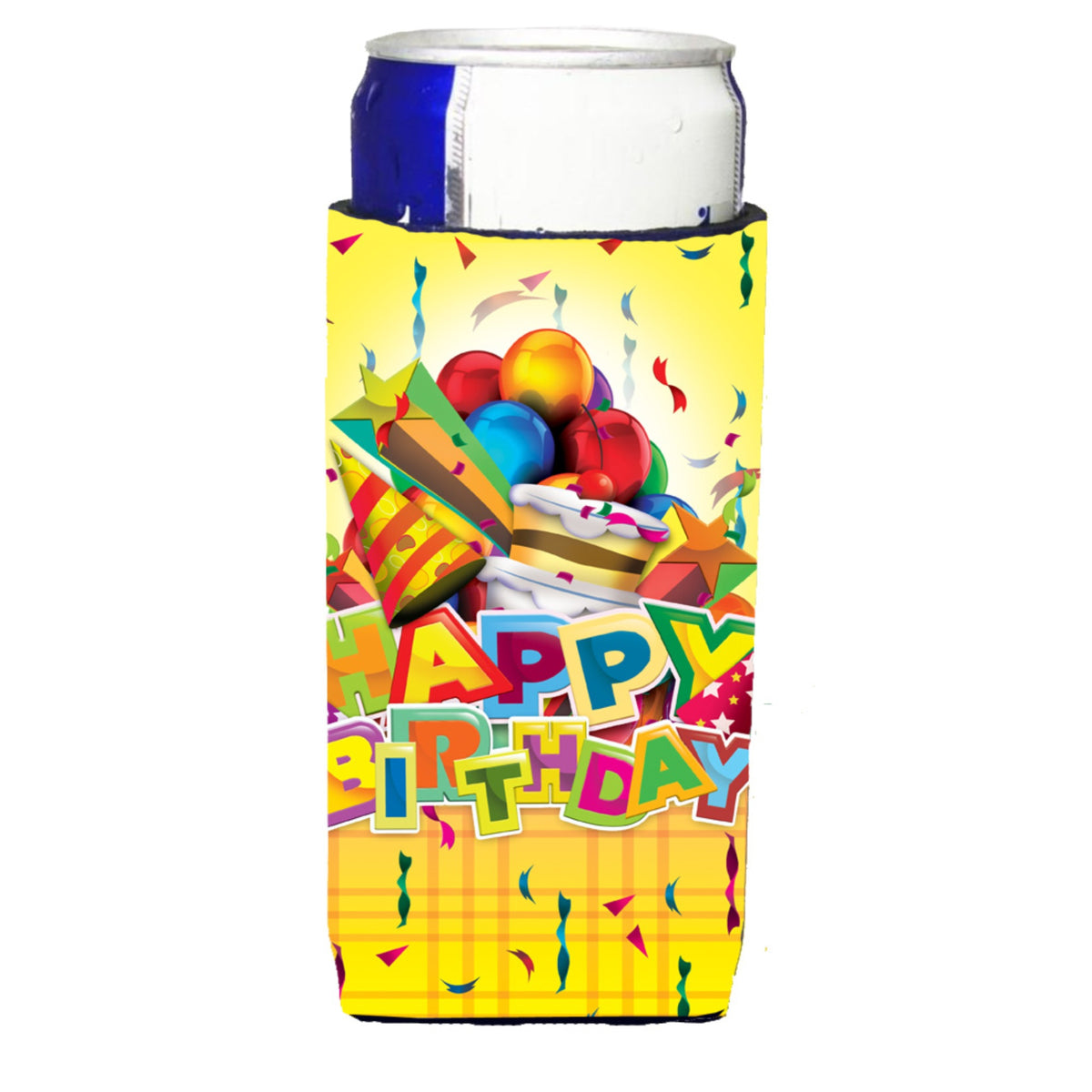 Caroline'S Treasures Aph8873Muk Happy Birthday Party Michelob Ultra Koozies For Slim Cans, Multicolor