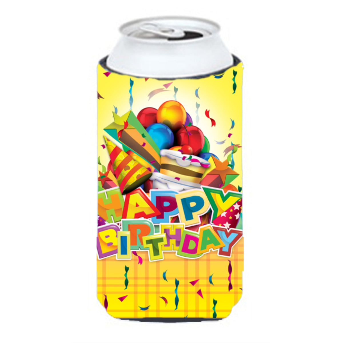 Caroline'S Treasures Aph8873Tbc Happy Birthday Party Tall Boy Koozie Hugger, Multicolor