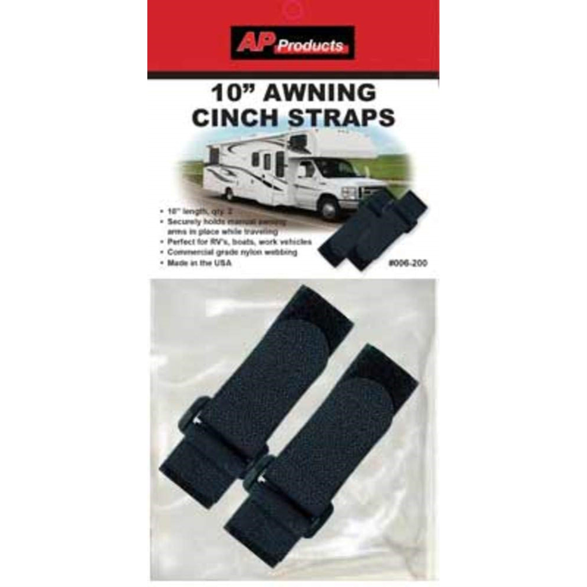 Ap Products 006-200 Awning Cinch Straps - 10', Pair
