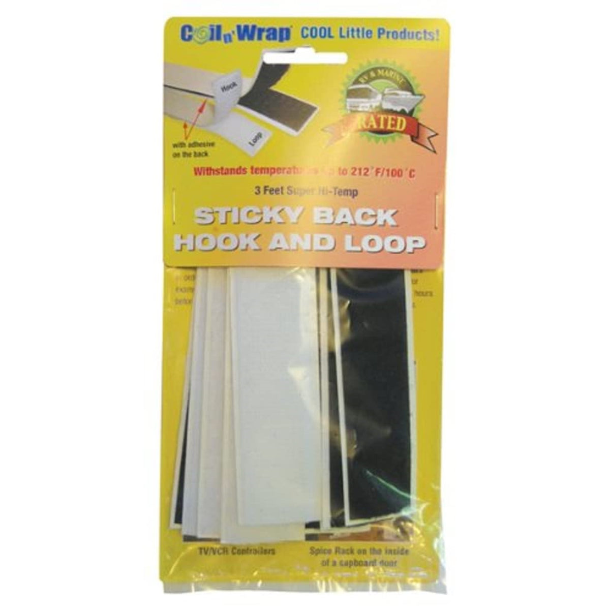 Ap Products Coil N' Wrap 71 Hook And Loop With High Temperature 3' Sticky, Black