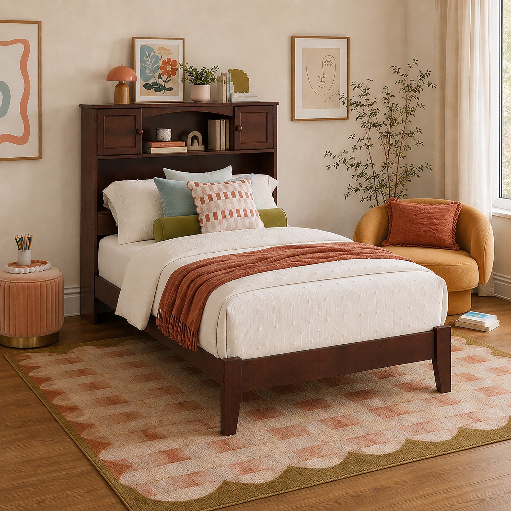 Denver Twin XL Foundation Bed in Walnut