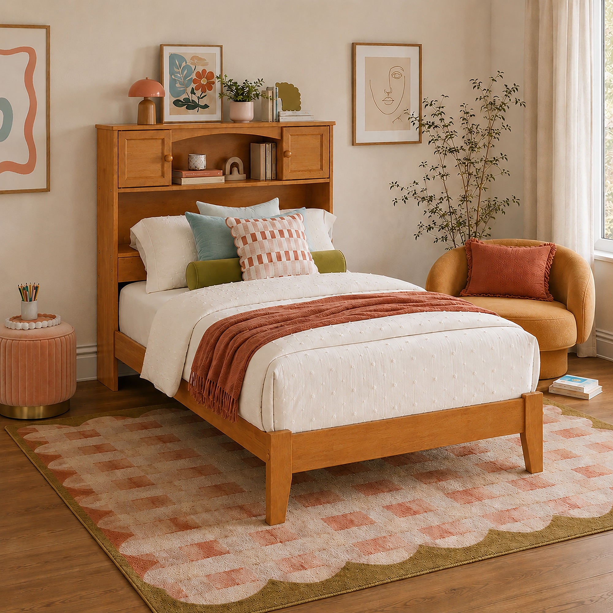 Denver Twin XL Foundation Bed in Light Toffee