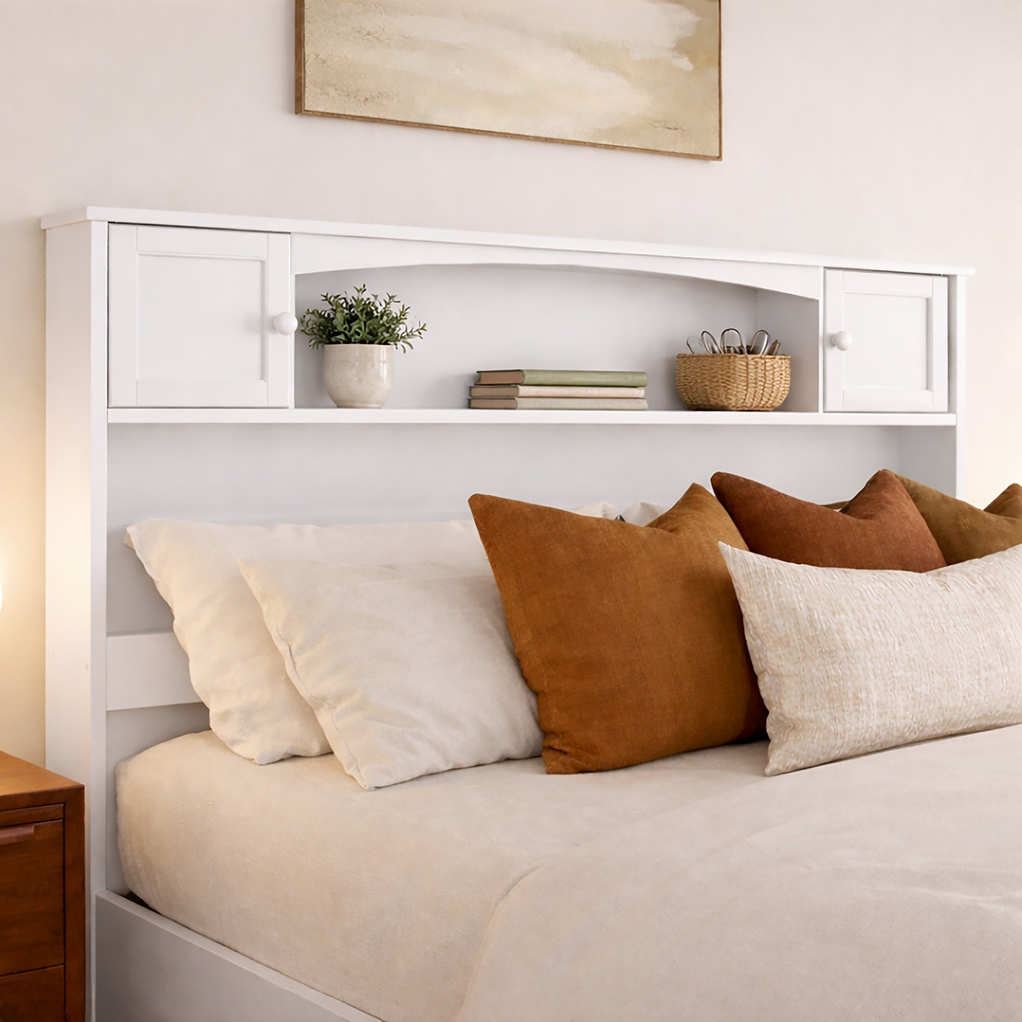 Denver Full Bookcase Headboard in White