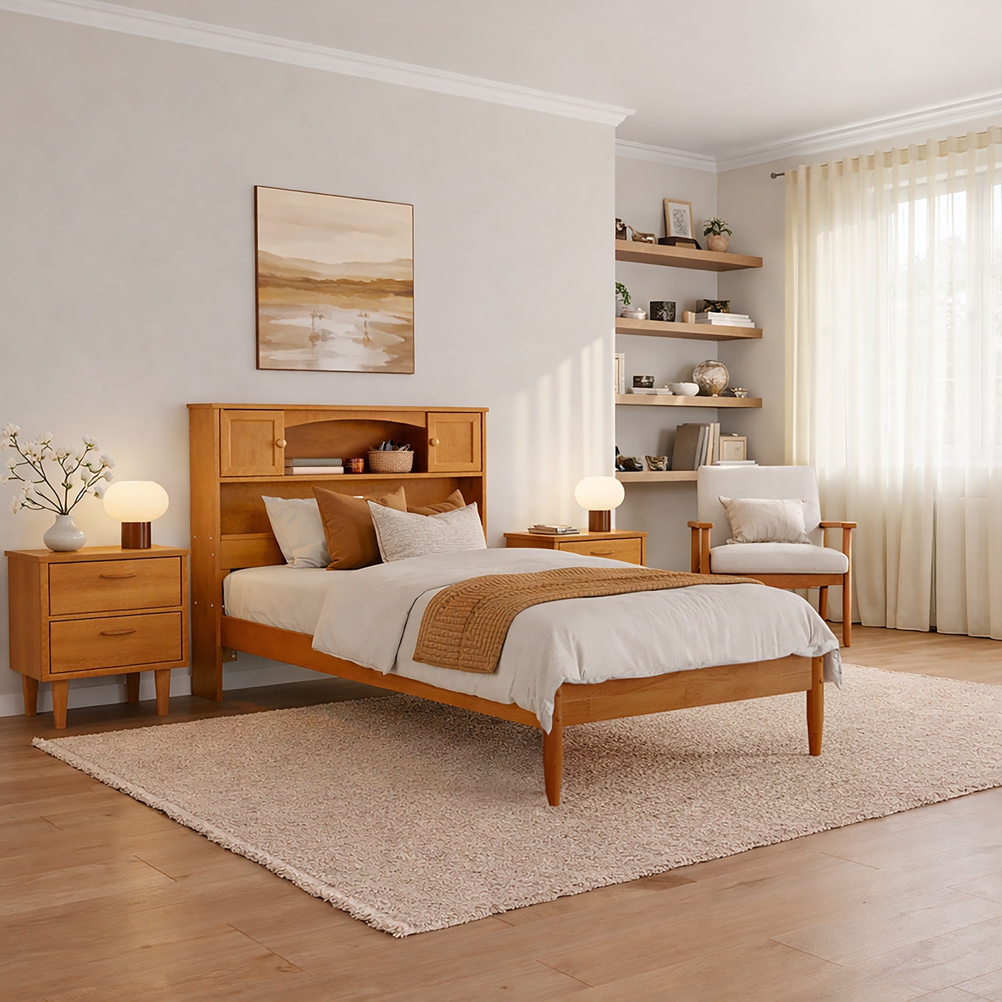 Denver Twin XL Platform Bed in Light Toffee